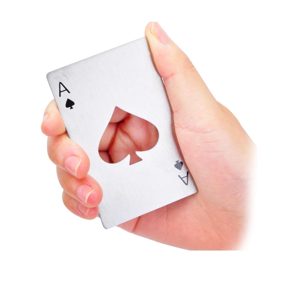 Flesopener in vorm van schoppenaas speelkaart, voor de echte casino liefhebbers