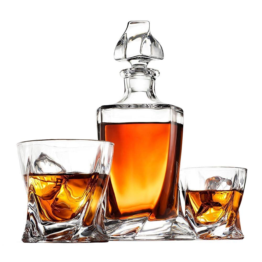 Twisted Whiskey Decanter – Complete Whiskey Set – 1L | MegaGadgets